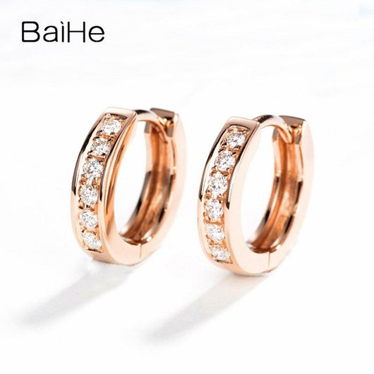 14K Yellow Gold 0.18ct Round Full Cut 100% Genuine Natural Diamonds Wedding Trendy Fine Jewelry Stud Earrings