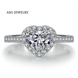 18K White Gold (AU750) Women Wedding Ring 0.59 CT Certified I/SI1 Real Diamond Jewelry Halo Heart Lady Rings Fashion Design